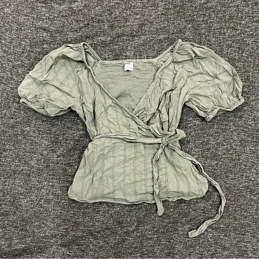 Women's Green Wrap Top